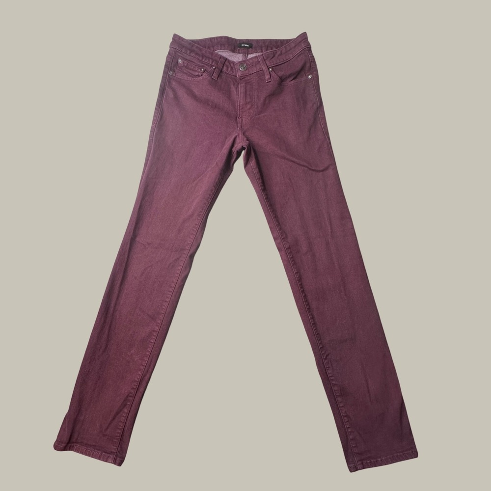 Express Pants Mens 29x32 Hyper Stretch Slim Burgundy Five Pocket Cotton Blend